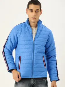 Campus Sutra Men Blue Solid Windcheater Padded Jacket