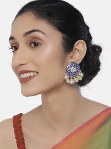 LAIDA Gold-Plated & Blue Kundan Studded Classic Studs