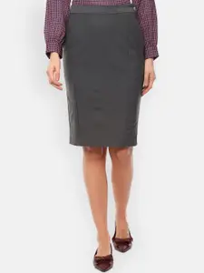 Van Heusen Woman Van Heusen Grey Solid Pencil Skirt
