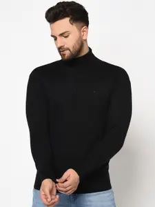 98 Degree North Men Black Solid Marino Wool Pullover Sweater