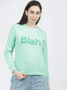 Tokyo Talkies Women Green Printed Sweatshirt