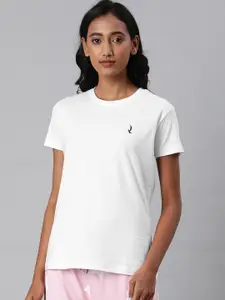 QUARANTINE Women White Solid Round Neck Lounge T-shirt