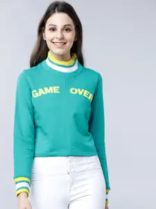 Tokyo Talkies Women Green & Yellow Printed Sweatshirt