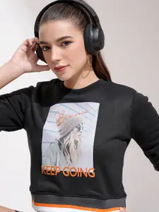 Tokyo Talkies Women Black Printed Sweatshirt