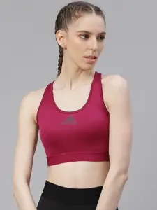 ADIDAS Women Maroon Brand Logo Print Don't Rest Alphaskin Padded Sports Bra