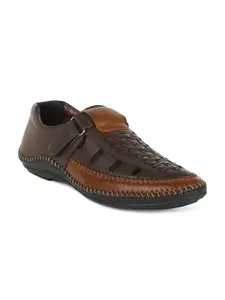 Khadims Men Brown Colourblocked Shoe-Style Sandals