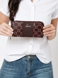 Lavie Mono Women Maroon Printed Zip Around Wallet