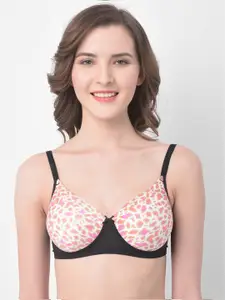 Clovia Multicoloured Printed Non-Wired Lightly Padded T-shirt Bra