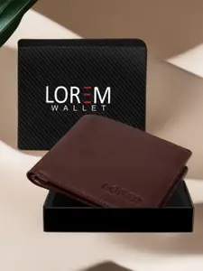 LOREM Men Brown Solid Two Fold Wallet