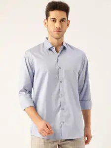 SOJANYA Men Blue Classic Regular Fit Chevron Patterned Casual Shirt