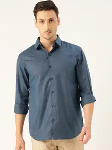 SOJANYA Men Blue & Purple Classic Regular Fit Self Design Casual Shirt
