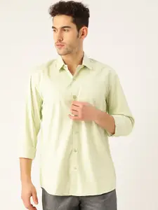SOJANYA Men Green & White Classic Regular Fit Checked Casual Shirt