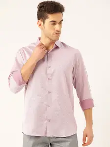 SOJANYA Men Purple Classic Regular Fit Self Design Casual Shirt