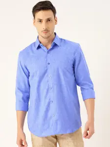 SOJANYA Men Blue Classic Regular Fit Solid Casual Shirt