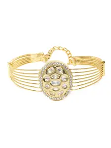 AccessHer Gold-Plated Kundan Studded Cuff Bracelet