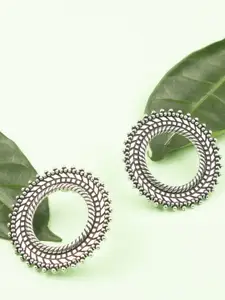 AccessHer Oxidized Silver-Plated Circular Studs