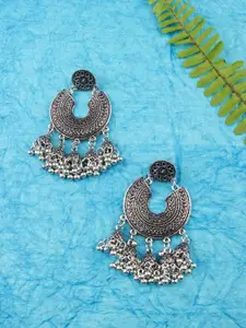 AccessHer Oxidized Silver-Plated Afghan Jhumka Classic Drop Earrings