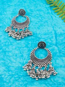 AccessHer Oxidized Silver-Plated Afghan Jhumka Classic Drop Earrings