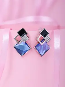 Sukkhi Black & Blue Gold-Plated Geometric Studs