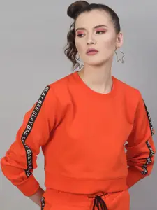 STREET 9 Women Orange Solid Sweatshirt