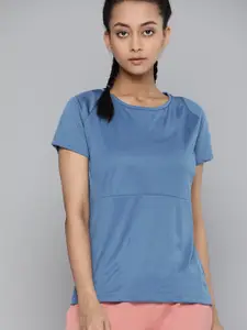 HRX By Hrithik Roshan Women Blue Horizon Solid Rapid-Dry Antimicrobial Running Tshirt