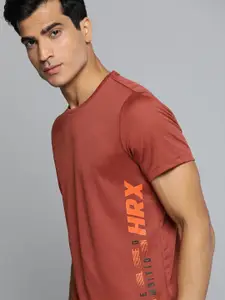 HRX By Hrithik Roshan Men Intense Red Typographic Rapid-Dry Antimicrobial Training Tshirt