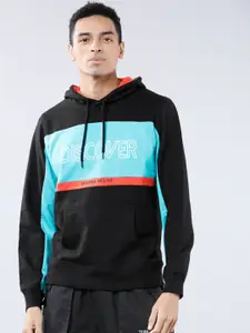HIGHLANDER Men Black & Blue Printed Hooded Sweatshirt