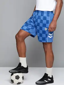 HRX By Hrithik Roshan Men Strong Blue AOP Regular Fit Mid-Rise Rapid-Dry Football Shorts