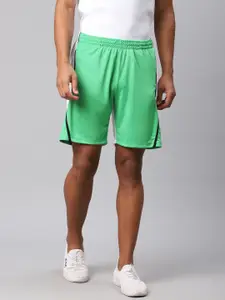 HRX by Hrithik Roshan Men Green & White Solid Regular Fit Rapid-Dry Football Shorts