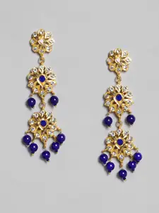 justpeachy Gold-Plated & Blue Contemporary Drop Earrings