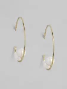justpeachy Gold-Plated Pearl Circular Half Hoop Earrings