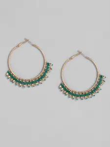 justpeachy Green Circular Gold-Plated Hoop Earrings