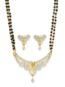 Sukkhi Gold & Rhodium-Plated Mangalsutra & Earrings Set