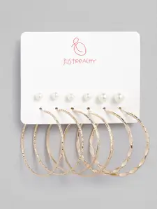 justpeachy Set of 6 White Gold-Plated Circular Earrings