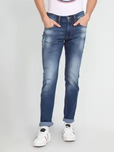 U.S. Polo Assn. Denim Co. Men Blue Slim Fit Mid-Rise Mildly Distressed Stretchable Jeans