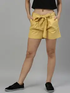 Allen Solly Woman Women Yellow Printed Regular Shorts