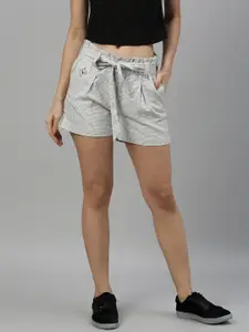 Allen Solly Woman Women Grey Checked Regular Shorts