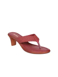Bata Women Red Woven Design Block Heels