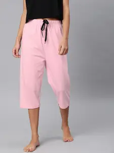 QUARANTINE Women Pink Solid Regular Fit Lounge Capris