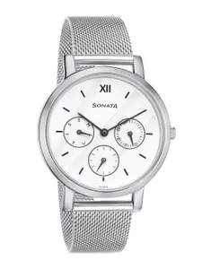 Sonata Women White Analogue Watch 8164SM02