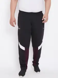 bigbanana Men Black Solid Straight-Fit Rapid Dry Plus Size Track Pant