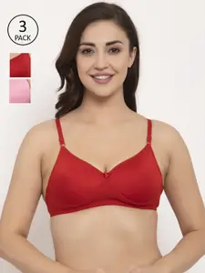 GRACIT Red & Pink Solid Non-Wired Lightly Padded Everyday Bra PW5-03-03-10-28B