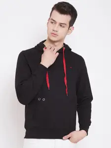 Adobe Men Black Solid Hooded Sweatshirt