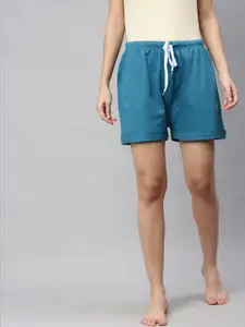 QUARANTINE Women Blue Solid Regular Fit Regular Shorts