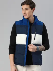 Nautica Nautica Men Navy Blue & White Colourblocked Water Resistant Puffer Jacket