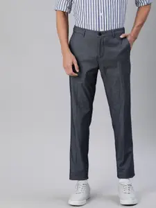 Tommy Hilfiger Men Navy Blue Slim Fit Solid Regular Trousers
