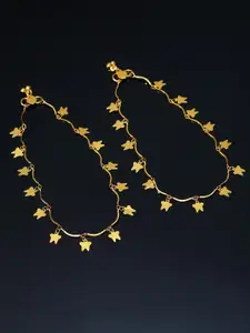 PANASH Girls Set Of 2 Gold-Plated Handcrafted Anklets