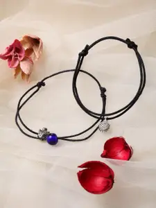 PANASH Set Of 2 Silver-Toned & Blue Western Anklets