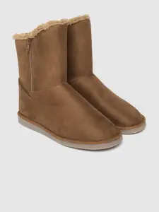 Carlton London Women Brown Solid Mid-Top Snug Boots