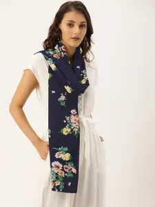DressBerry Women Navy Blue & Pink Printed Scarf